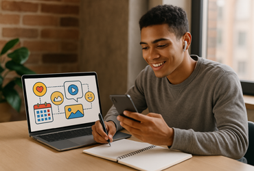 student planning social content 370x250